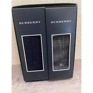 Burberry Men’s Signature Ribbed Dress Socks Set (2 Pairs) – Navy & Charcoal